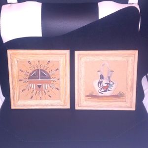 Hopi Style Signed and framed art Pair